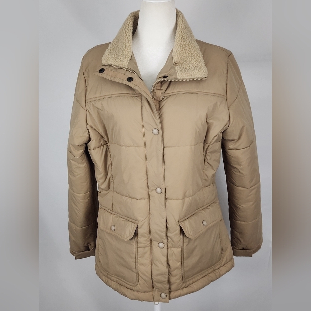 Lands End Women's Winter Puffer Coat Insulated Brown Size Medium 10/12